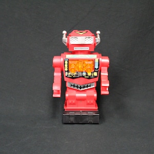 Vintage Red Plastic Battery Operated Robot Toy (V6448)