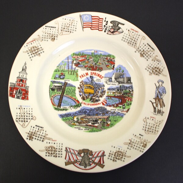 Vintage 1976 Palm Springs, CA Souvenir Calendar Plate (E5259)