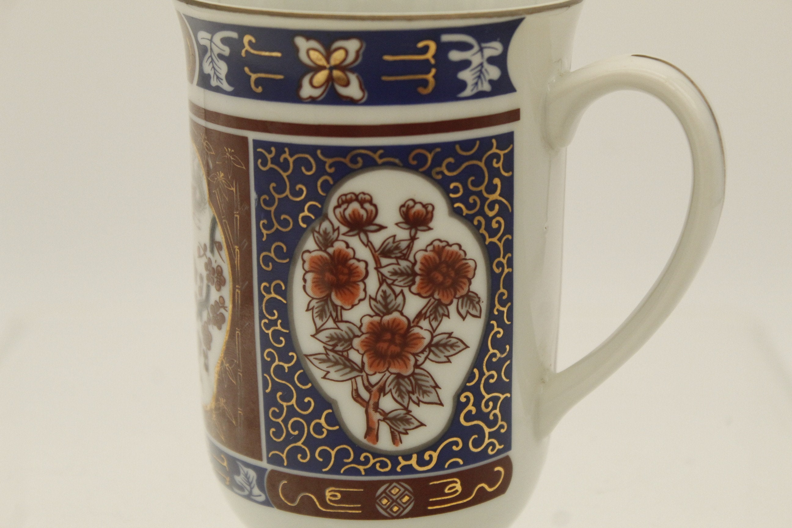 Vintage Blue Gold & Burgundy Interpur Japan Set of Three