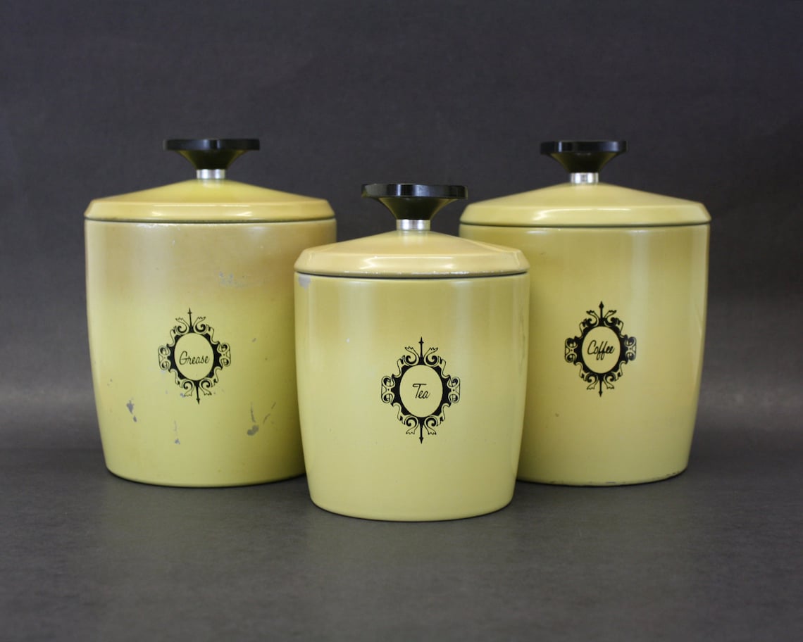 Vintage West Bend Harvest Gold Canisters Set of 5 E2217 Etsy
