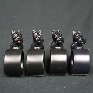 Vintage Black Ceramic Scottie Dogs Napkin Ring Holders, Set of Four (V6471)