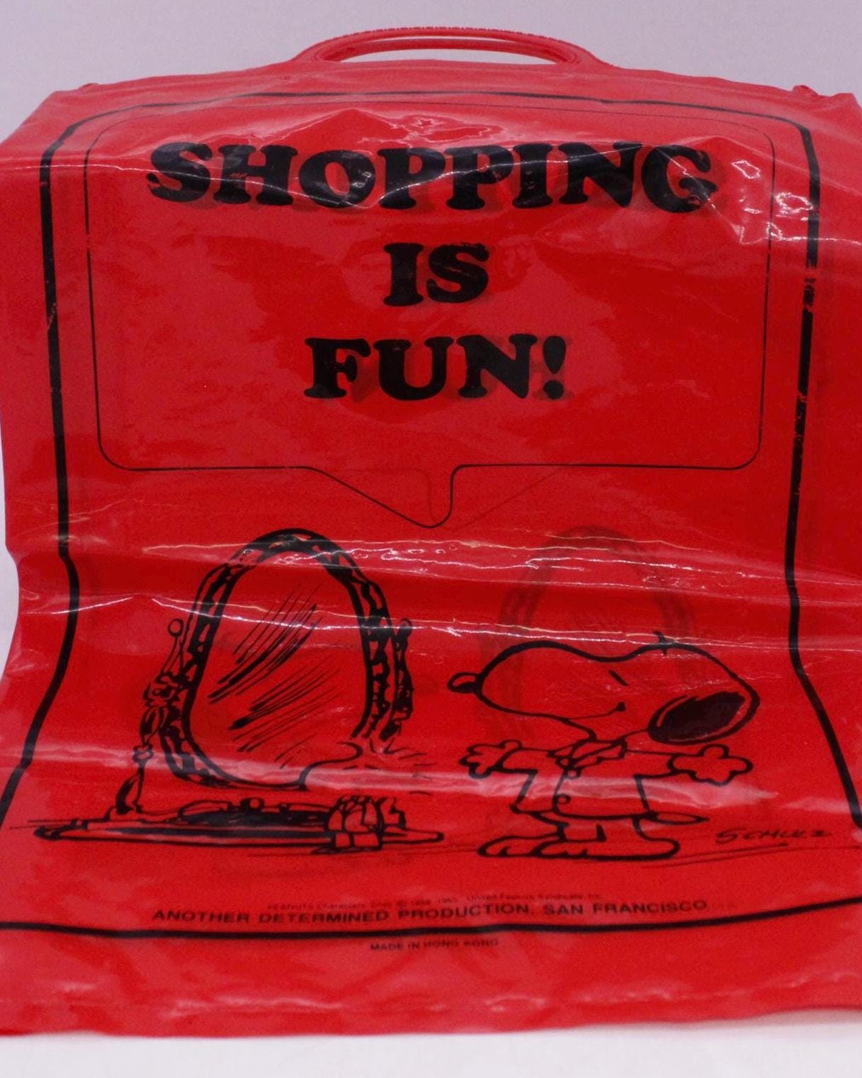 Vintage Peanuts Snoopy Shopping is Fun Red Plastic Bag (S2325) - Etsy