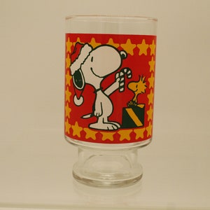 Vintage Peanuts Snoopy & Woodstock Christmas 30 oz Glass Vase (V9400)