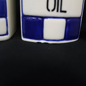 Vintage Ceramic Kitchen Containers, Checkered Blue and White Czechoslovakian 11 Piece Set as is V861 image 5
