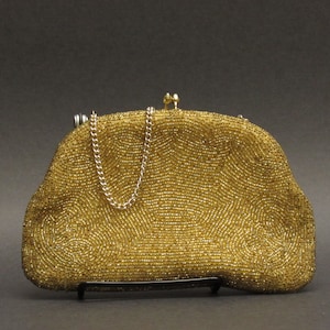 Vintage Ornately Beaded Golden Evening Bag (E10367)