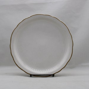 Vintage Homer Laughlin Dinner Plate with Scalloped Edge and Golden Brown Line (E758)