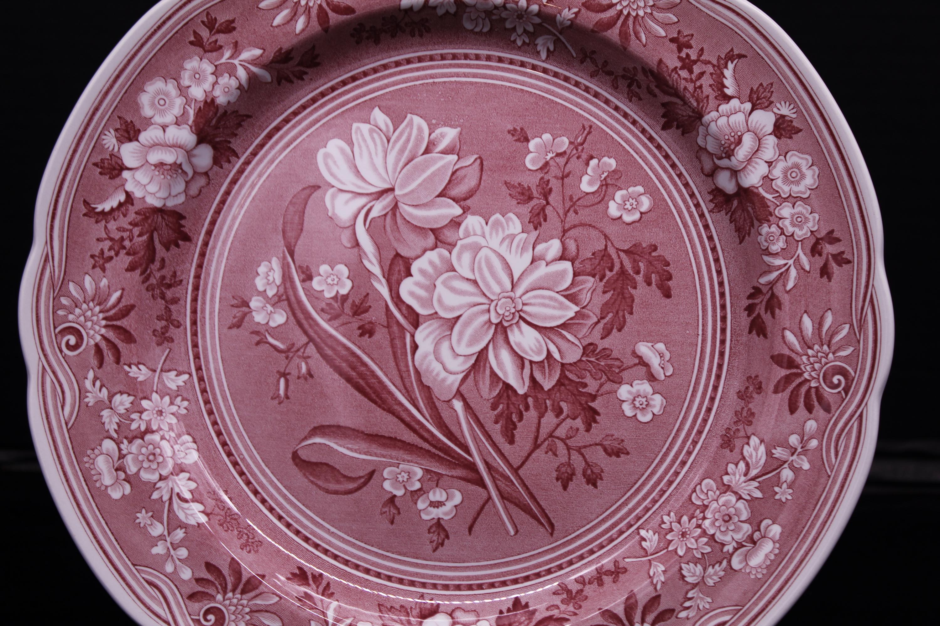 Vintage Spode Botanical Burgundy Red Georgian Series Plate (S2344