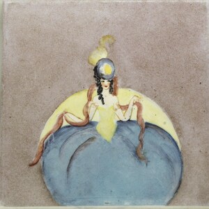Vintage Gladding McBean 1940's Hand Painted 'Glamour' Hermosa Ceramic Tile (V7643)