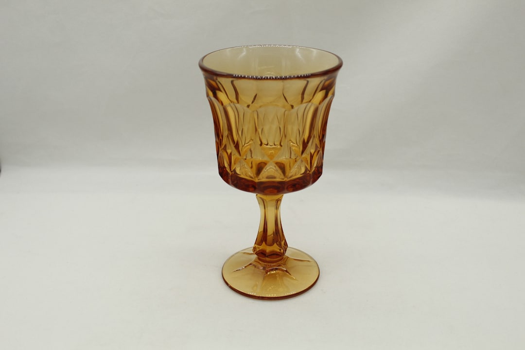 Vintage Perspective Noritake Amber 80s Stemmed Glass Goblet V8325 Etsy