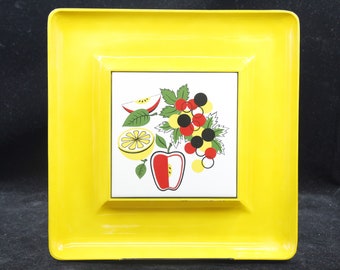 Vintage MCM Lacquer Japan Tray Yellow Fruit Design (V7964)
