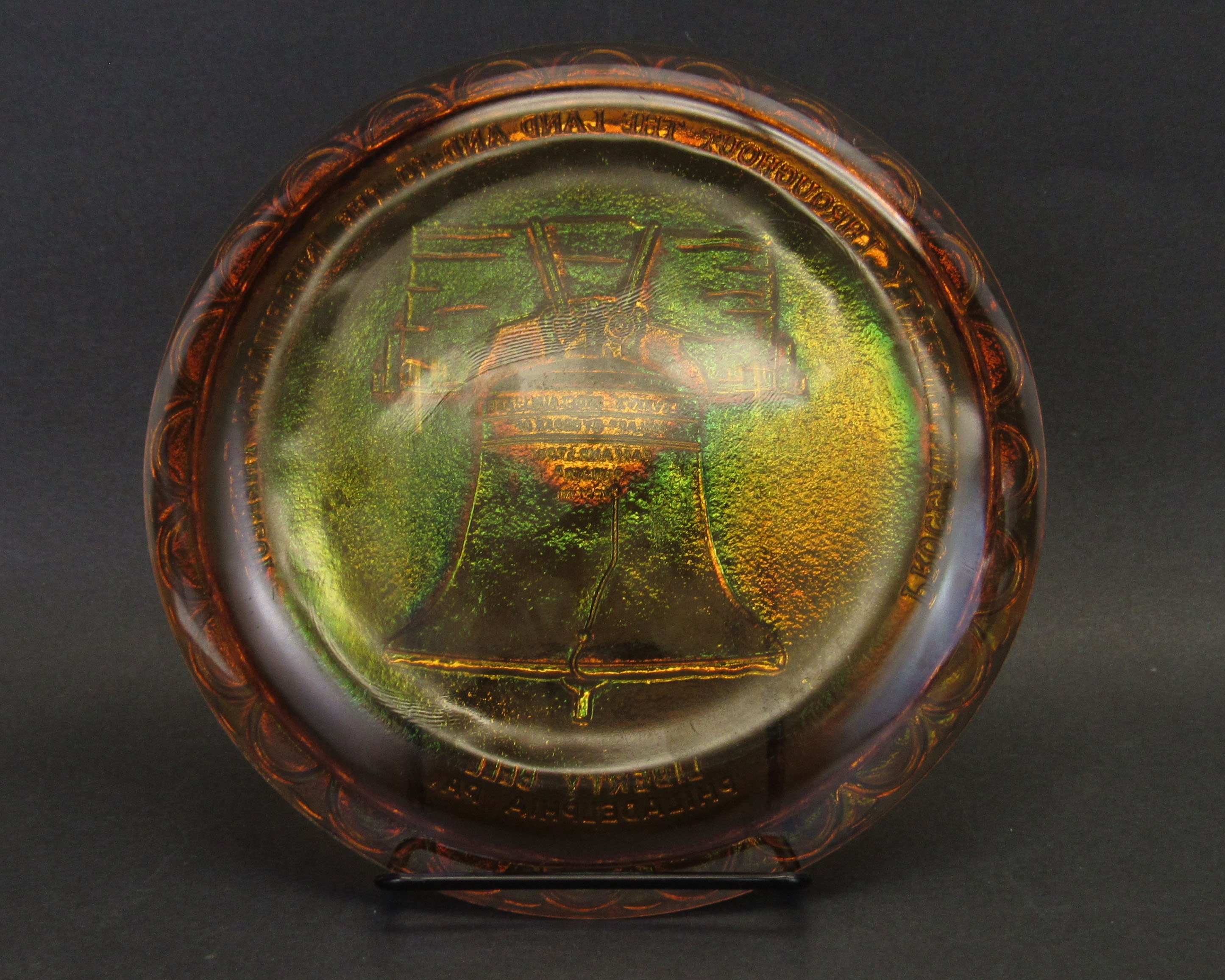 Vintage Carnival Glass Decorative Liberty Bell Plate (E11232