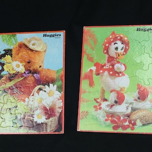Vintage 1973 Set Of Two Huggies Children&#39;s Puzzles (V3711)