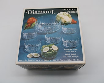 Vintage Arcoroc France Glass Salad Set in Box (S4502)