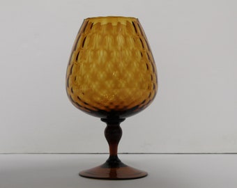 Vintage Empoli 1960’s Amber Brown Glass Pedestal Goblet (V3765)