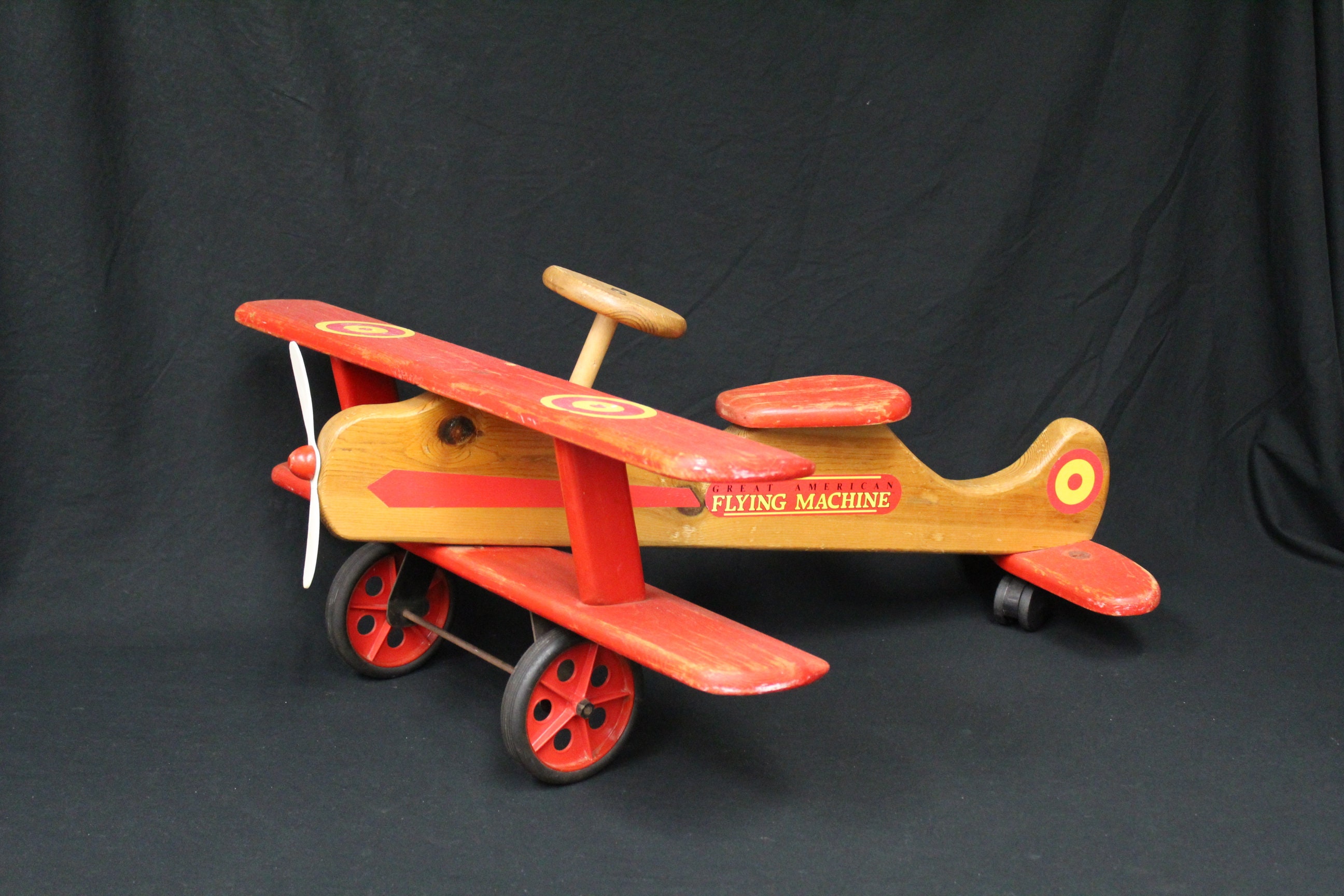 Vintage Great American Flying Machine Child's Sit on Plane Wooden