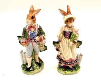 Vintage Fitz and Floyd Rabbits Salt and Pepper Shakers (S257)