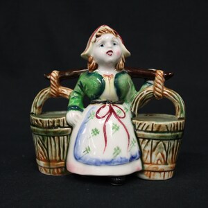 Vintage Py Ucagco Ceramic Peasant Woman Planter, as is (V3406)