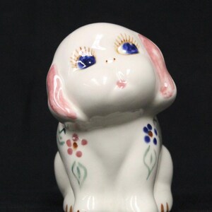 Vintage Block Pottery Dog Open Eyed California 1940s Planter (V3152)