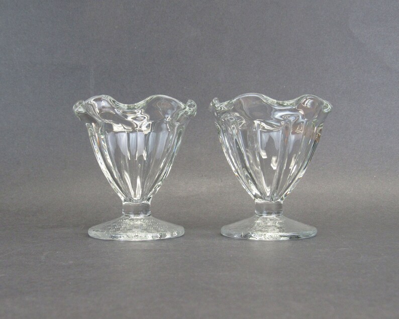 Vintage Fluted Edge Clear Glass Short Parfait Cups Set of 2 Etsy