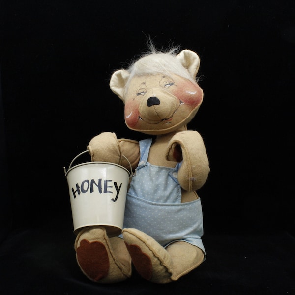 Vintage Annalee Large Honey Bear 1983 w/ Honey Bucket (V7670)