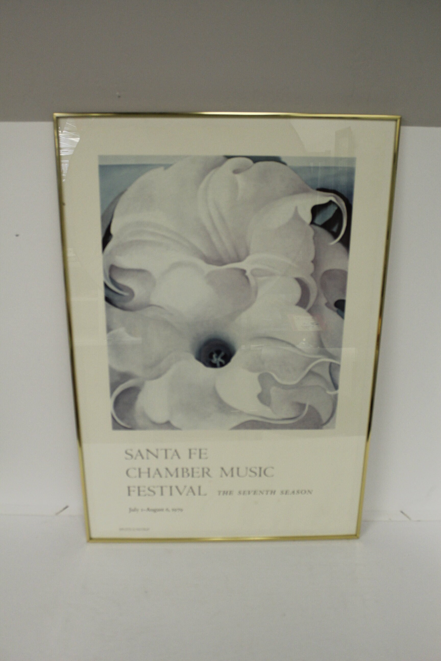 Vintage Sante Fe White Flower 1979 Georgia O' Keefe Music Framed