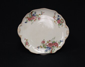 Vintage Scalloped Handle Floral Plate (V4809)