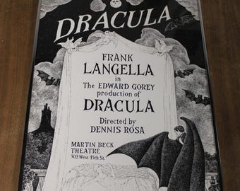 Vintage Dracula Rare Frank Langella Edward Gorey 1971 Framed Poster Original Broadway (S4560)