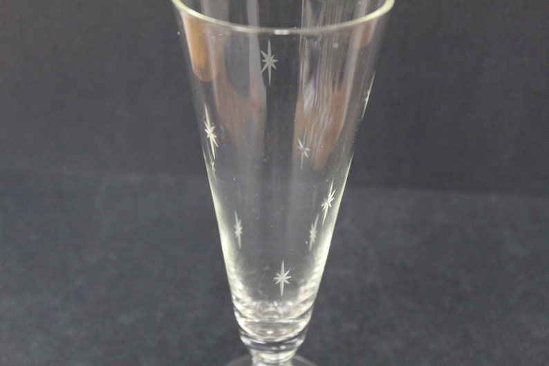 Vintage Atomic Star Etched Clear Crystal Pilsner Glasses Set Etsy