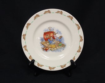 Vintage Royal Doulton Child's Plate with Bunnykins on a Raft (V4166)