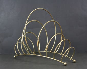 Vintage Ring Goldtone LP File Magazine Rack (E8765)