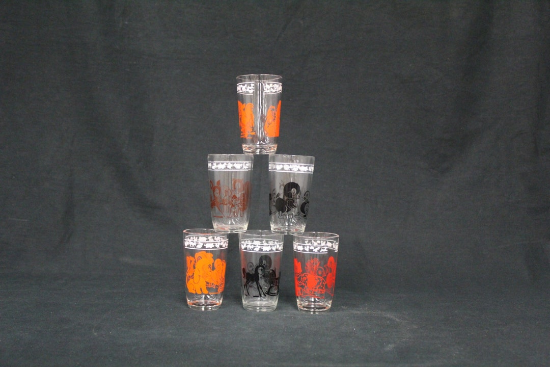 Vintage Swanky Swig Juice Glasses--Duck, Donkey, Rocking Horse Set