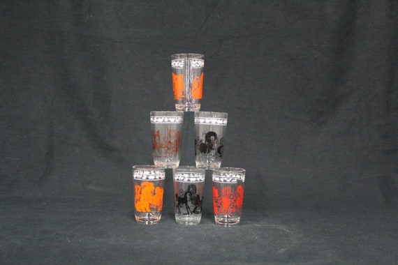 Vintage Swanky Swig Juice Glasses--Duck, Donkey, Rocking Horse Set