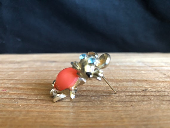 Vintage Cute Silver Mouse Novelty Brooches with B… - image 5