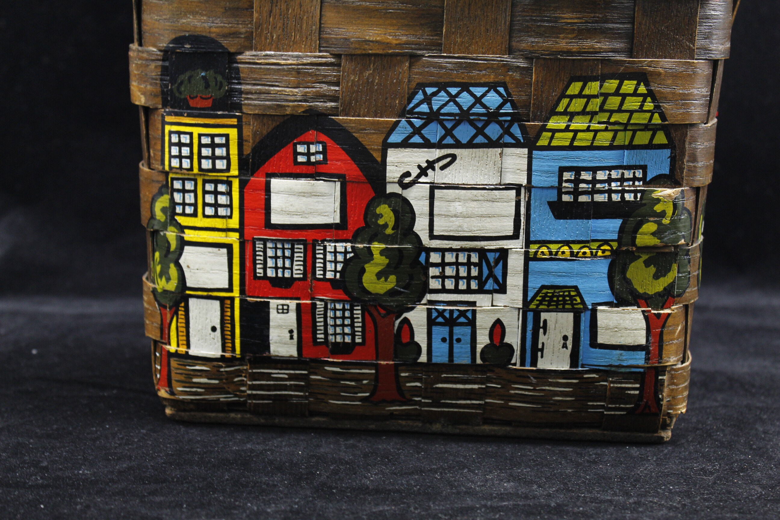 カロナン　バスケット Vintage Paradise Caro Nan Leonard Painted Red Quilted Lucky