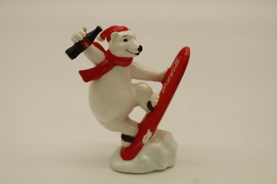 Vintage Coca-cola Enesco Set of Two Snowboarder Polar Bears (V8762