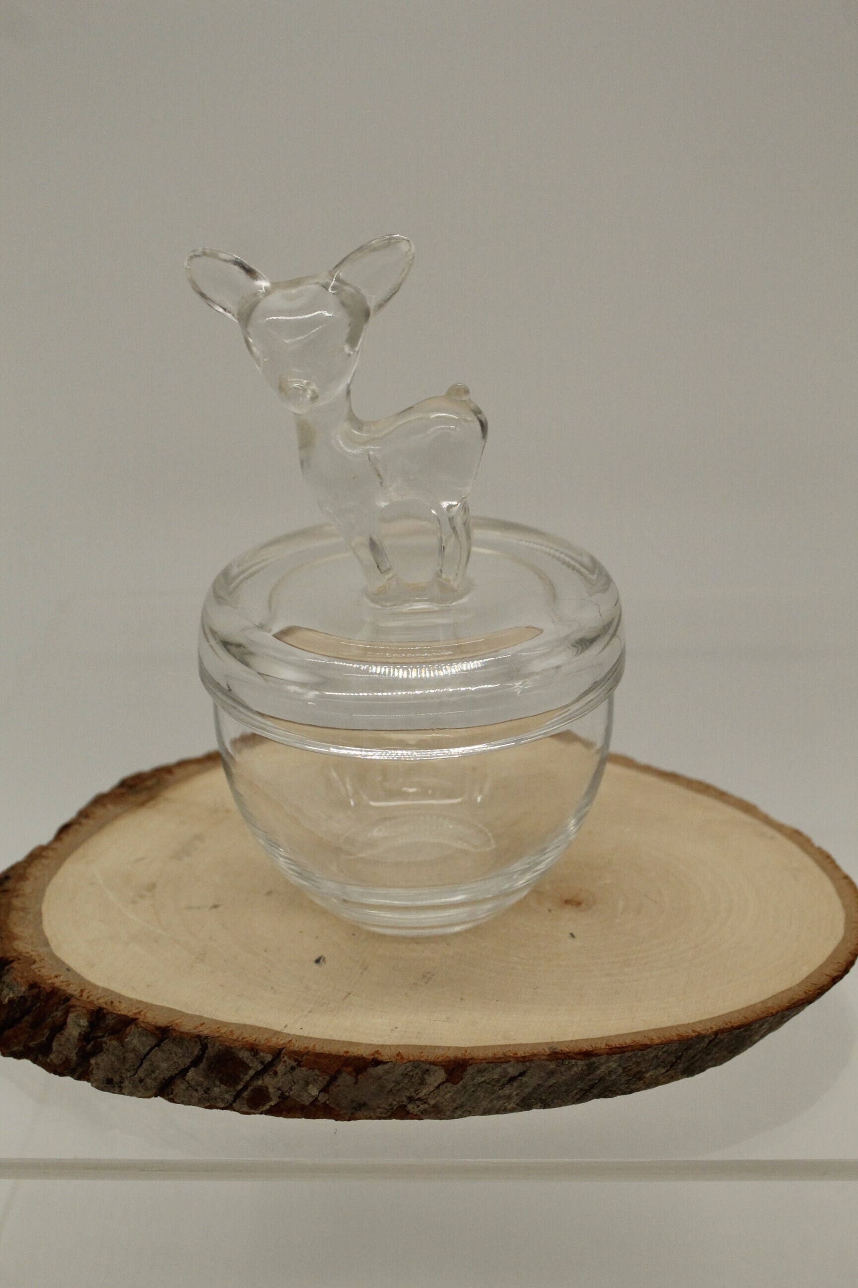 Jeannette社製 ジャネット Vintage Dear Clear Glass Jeannette Container Trinket (V9224) - Etsy