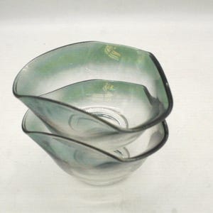 Vintage Queens Ombre Blue Green Fade Set of Two Triangle Glass Dip Bowls (S3904)