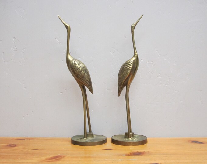 Vintage Brass Crane Figurines Set of 2 E12085 Etsy