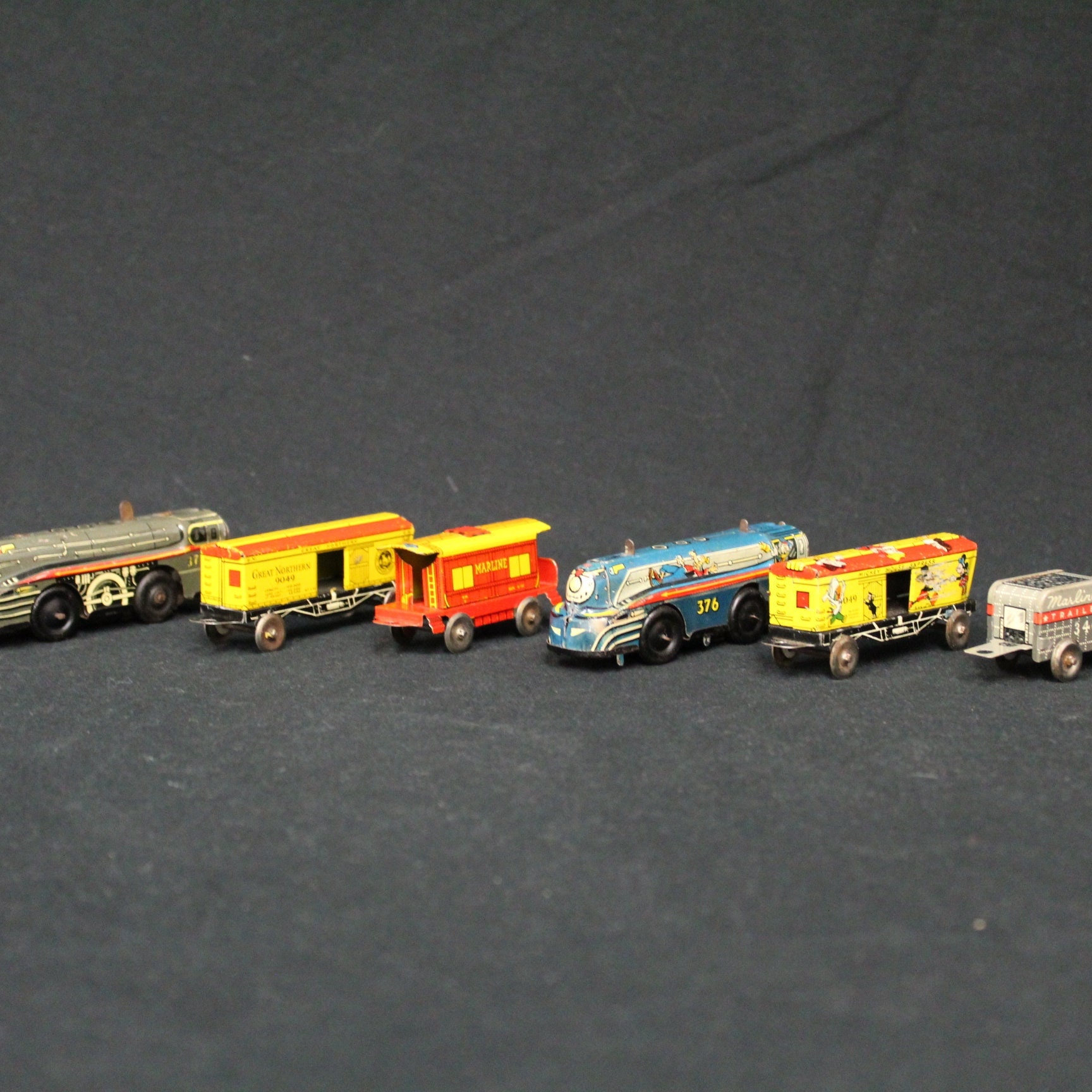 Vintage Tin Mini Train Donald Mickey Goofy Minnie Marline's Vintage Tin Mini Train Donald Mickey Goofy Minnie Marline's