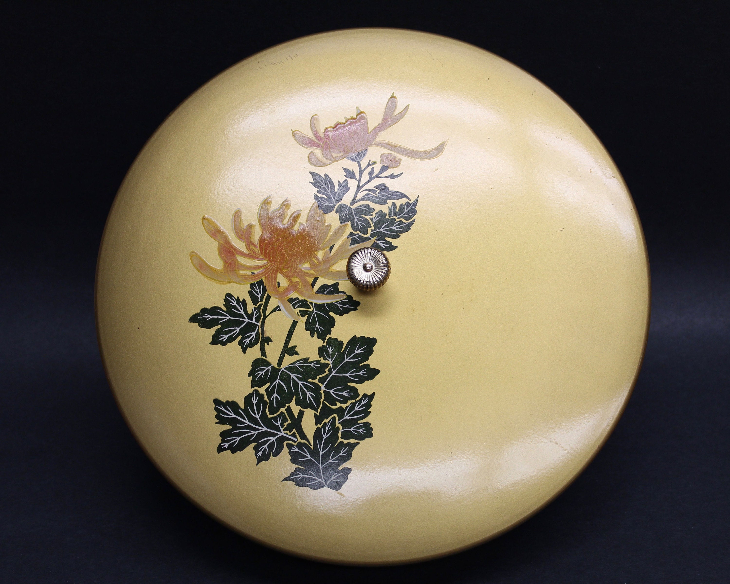 Vintage Gold Lacquerware Japan Floral Rotating Lidded Appetizer