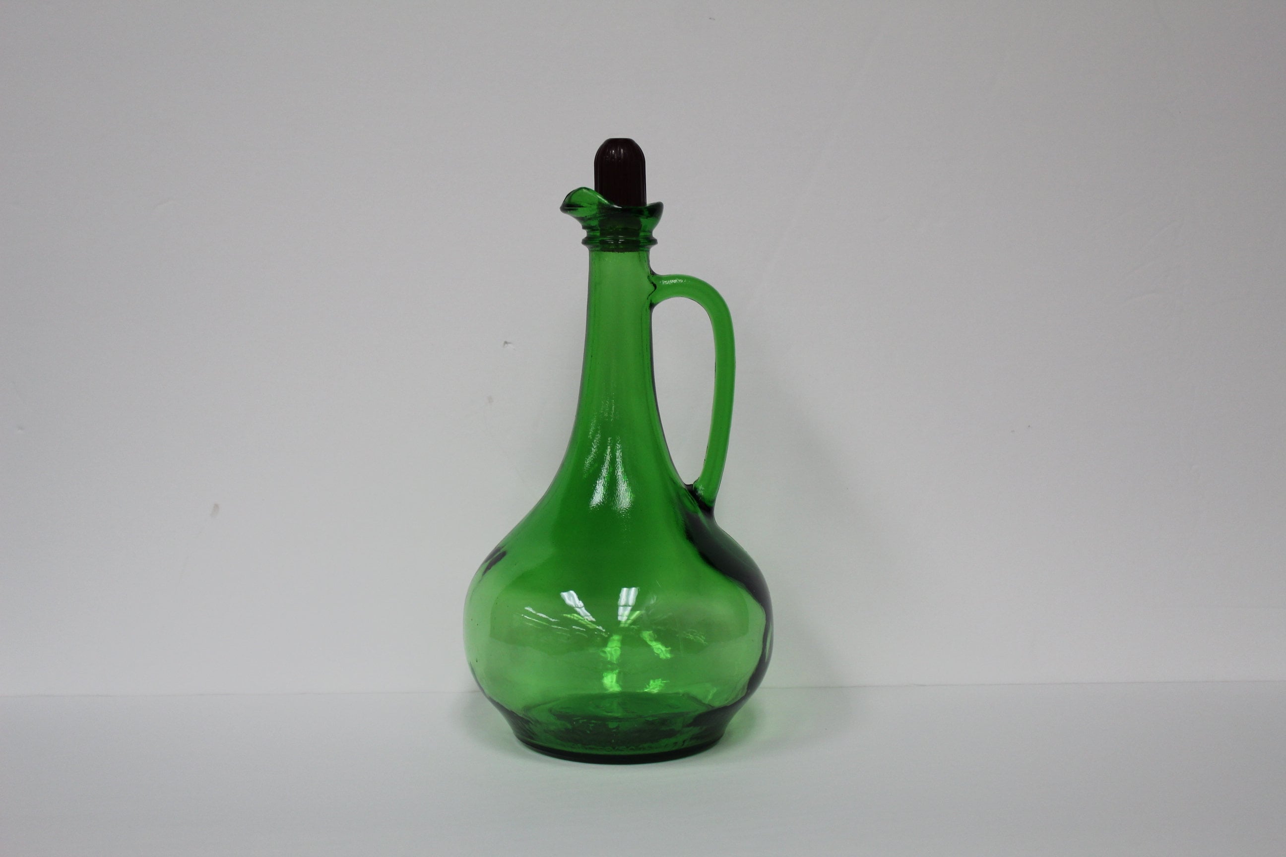 Vintage Double Gourd Green Glass Bottle Gurgle Shaped