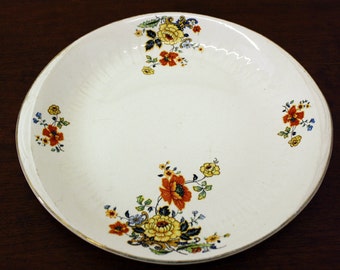 Vintage Asian Oriental Floral Print Oval Serving Platter (E1364)
