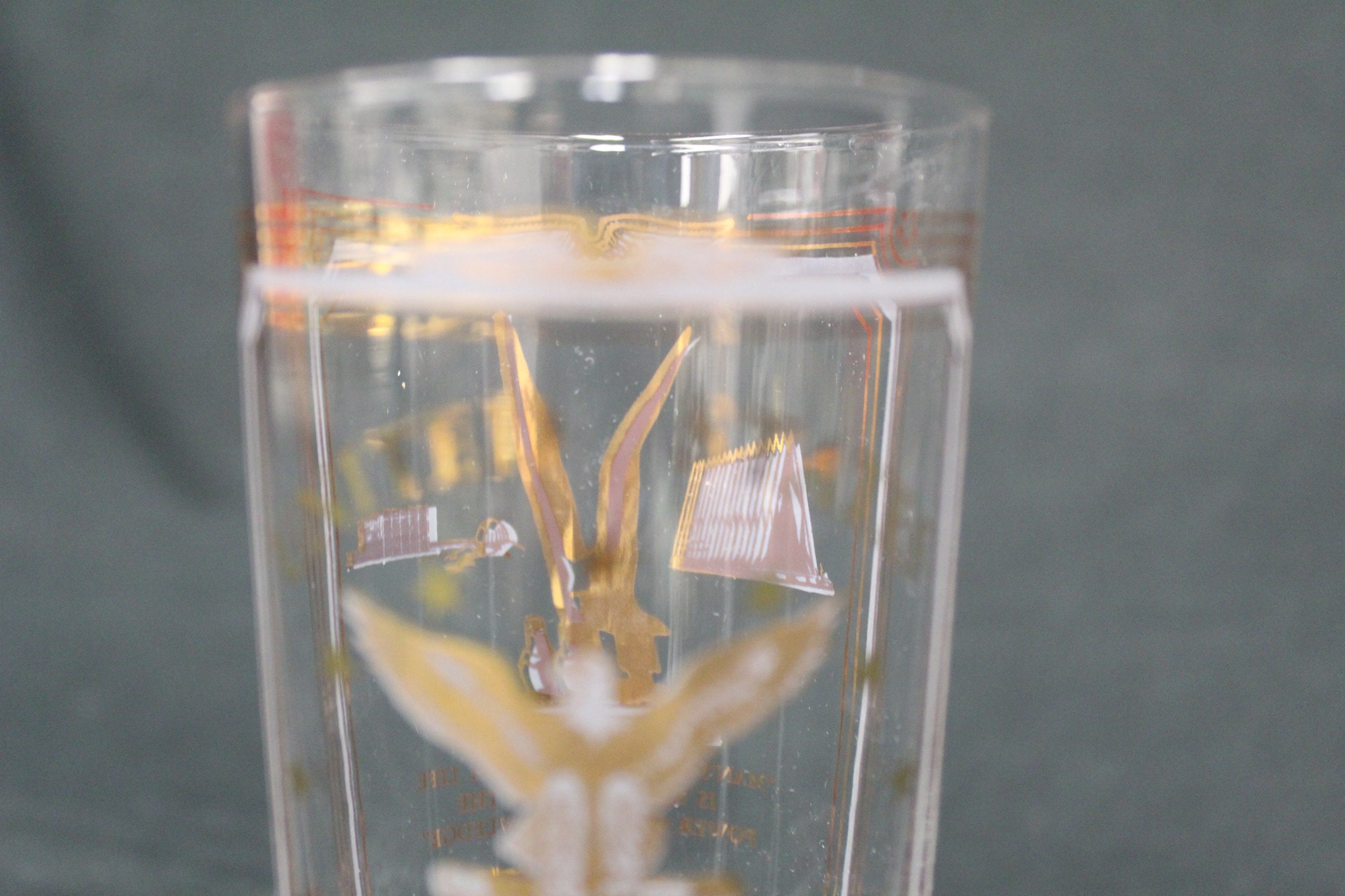 Vintage US Air Force Academy Gold Accents on Clear Glass (V2815