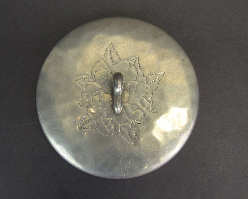 E10596 Vintage Wrought Farberware Glass Divided Dish with Aluminum Lid
