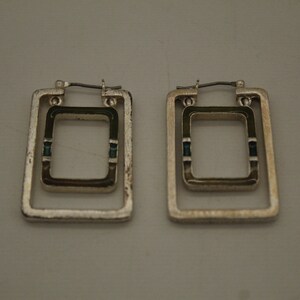 Vintage Square Hoop Geometric Enameled Green Earrings (V9236)