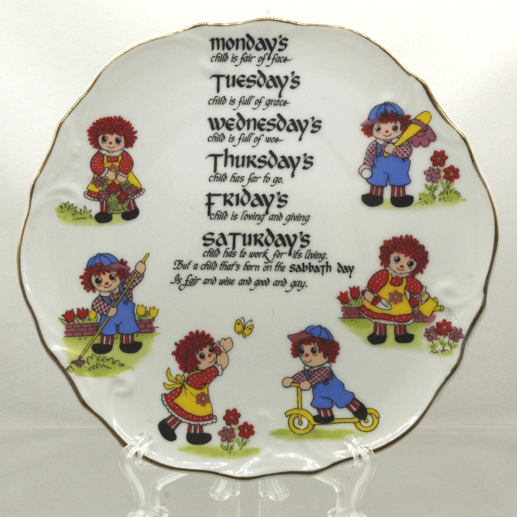 Vintage Raggedy Ann & Andy Day of Week Plate (V7446) - Etsy