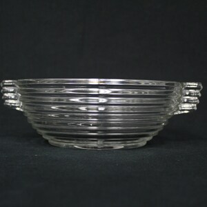 Vintage Clear Glass Ribbed Bowl With Handles (V3879)