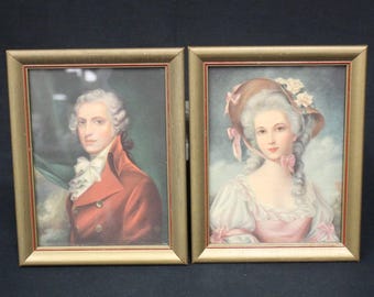 Vintage Artograft Victorian 7 x 9” Man and Woman Framed Set (V5061)