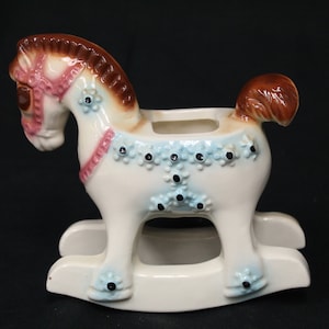 Vintage Ceramic Rocking Horse Planter (V3624)