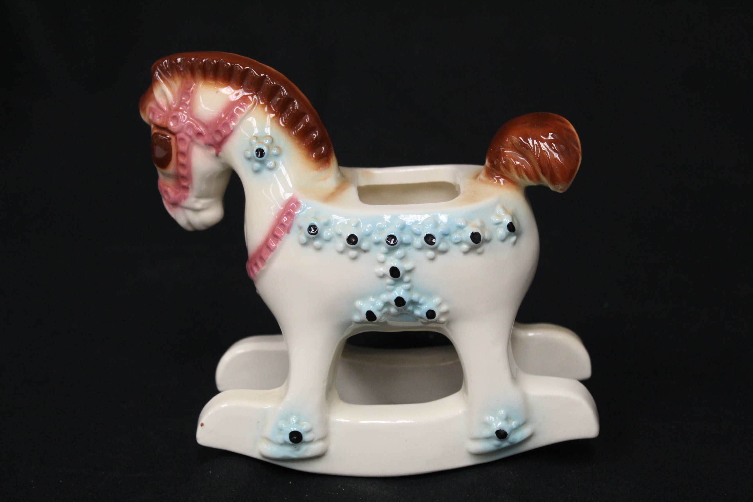 Vintage Ceramic Rocking Horse Planter V3624 Etsy